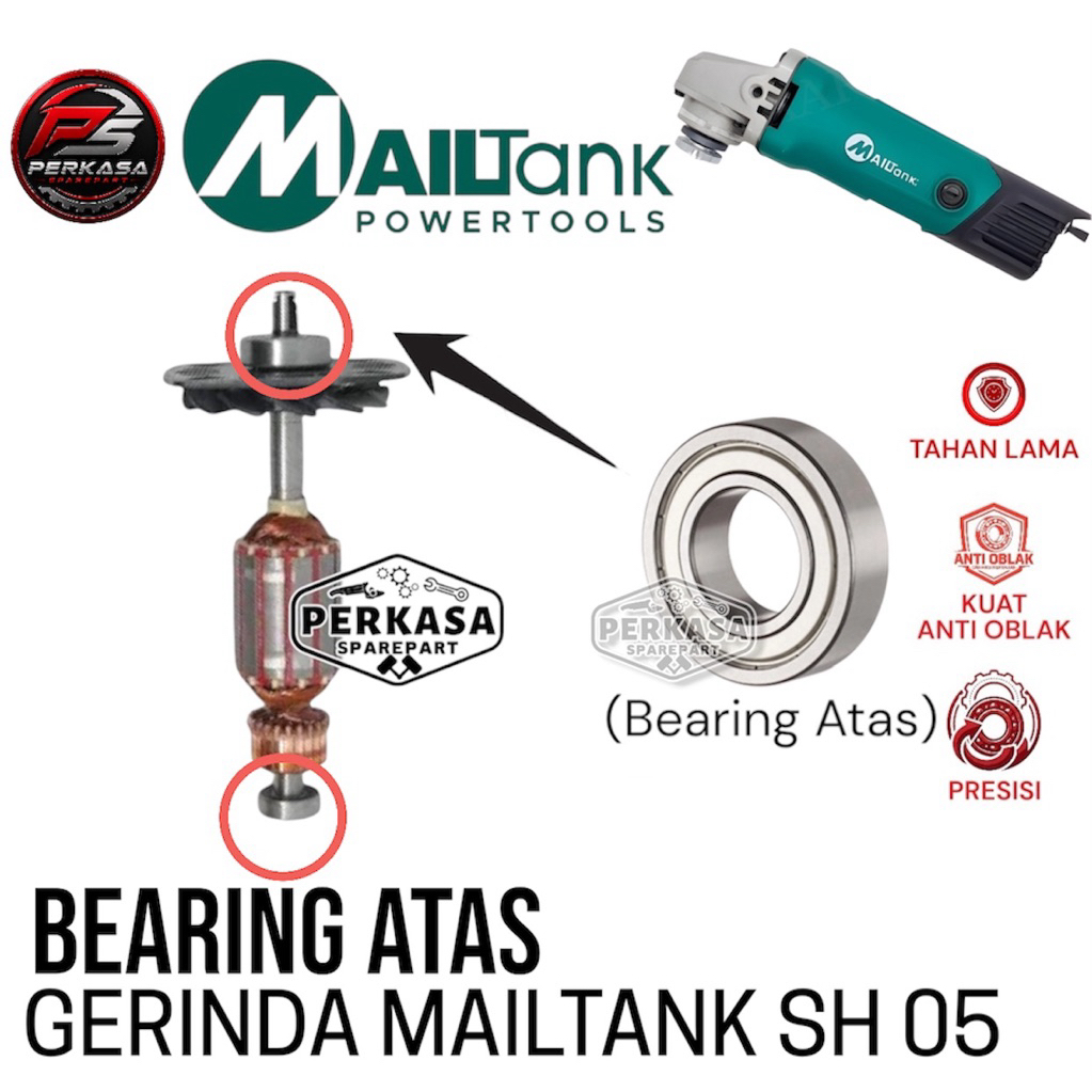 Bearing Atas Armature Gerinda Mailtank SH05 Laher Laker Lahar Klahar Angker Belakang Mesin Gerinda S