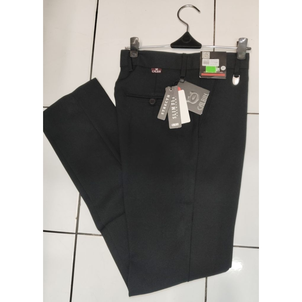 Celana Panjang Calbin pria Slimfit Bahan Wol Stretch