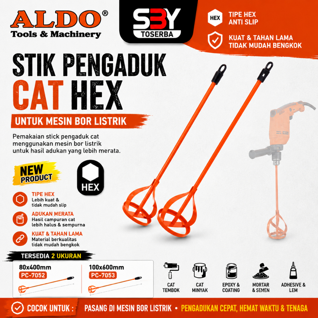 STIK PENGADUK CAT HEX (UNTUK DI MESIN BOR) / MATA PENGADUK CAT / STIK PENGADUK CAT