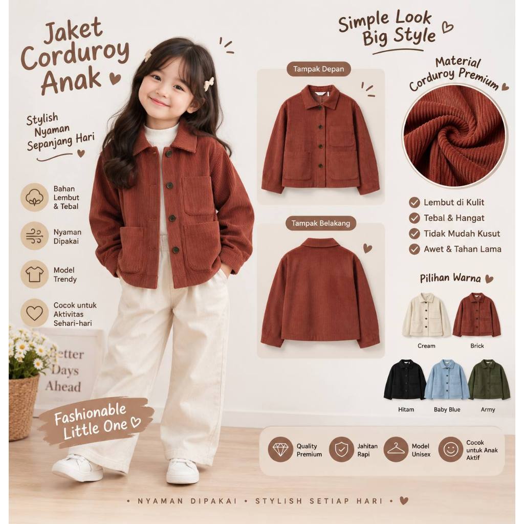 JAKET CORDUROY ANAK PREMIUM / OUTFIT ANAK COWOK CEWEK STYLISH