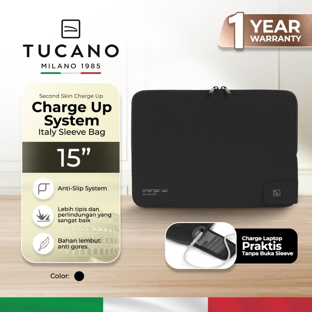 Tucano Second Skin Charge Up Sleeve For Macbook 15" (BFCUPMB15) | Sleeve Macbook 15 Inch | Tas Lapto