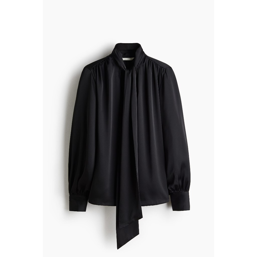 HM Black Tie-Neck Blouse