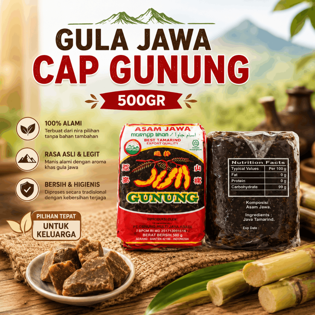 Asam Jawa Tanpa Biji / Asam Jawa Cap Gunung 500gr / Asam Jawa