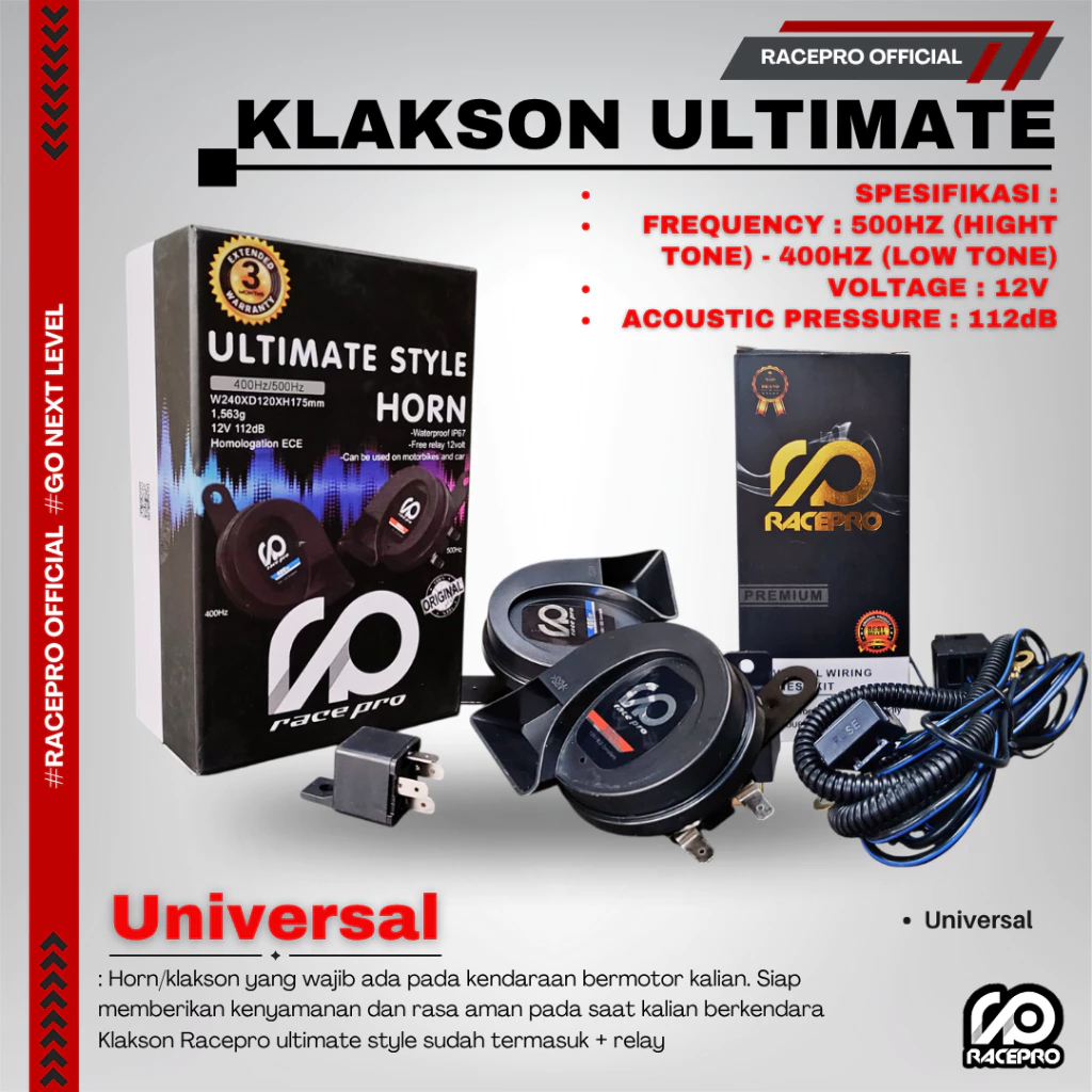 ORIGINAL KLAKSON WATERPROOF RACEPRO SIRINE GSX BANDIT MEGAPRO VIXION CBR NMAX