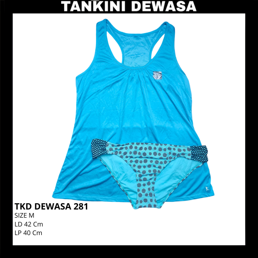 TKD281 LD 42 Cm  Size M Baju Renang Bikini Tankini Bra Swimwear Dewasa Anak Biru Muda