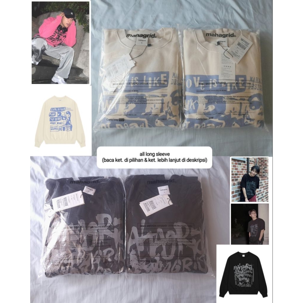 Mahagrid sweatshirt wonwoo jeonghan mingyu seventeen love punk pigment cream corp long sleeve black 