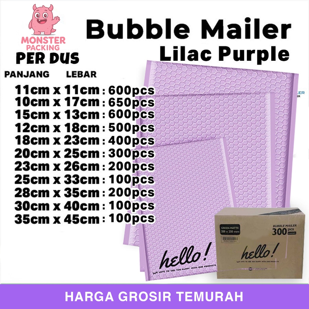 AMPLOP BUBBLE MURAH | Bubble Mailer POLYBUBBLE LIGHT PURPLE PER DUS