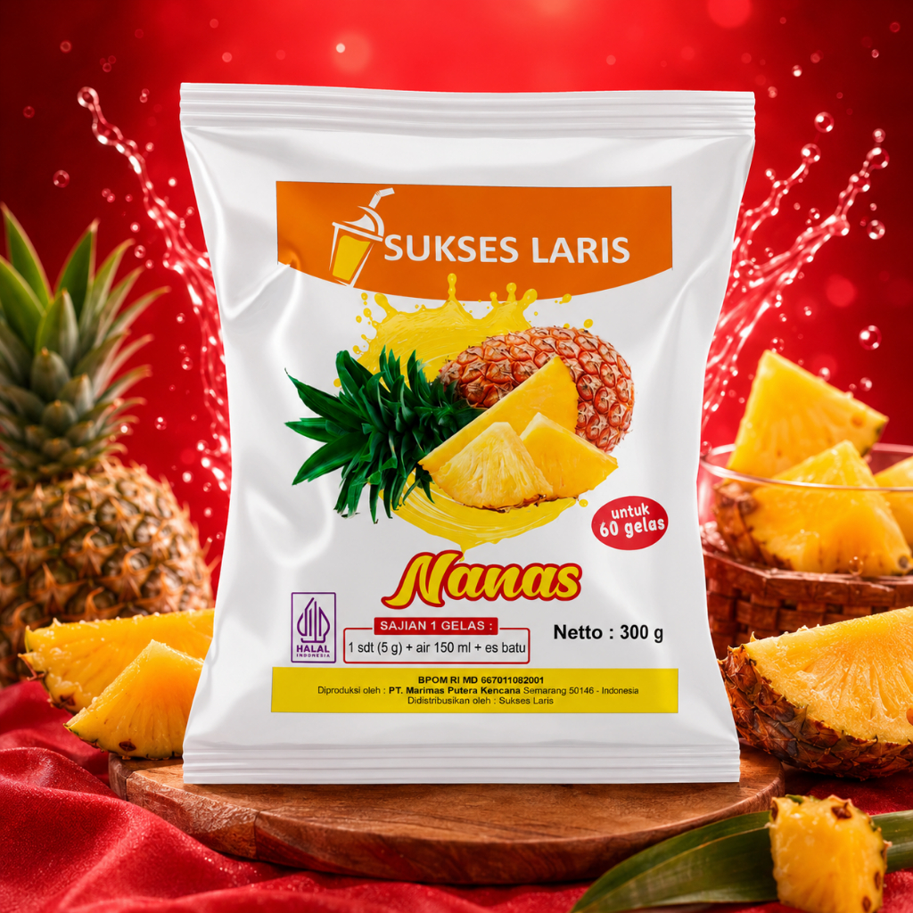 Bubuk Minuman Buah Rasa Nanas | Serbuk Minuman 300 Gram | Bubuk Minuman Rasa Buah