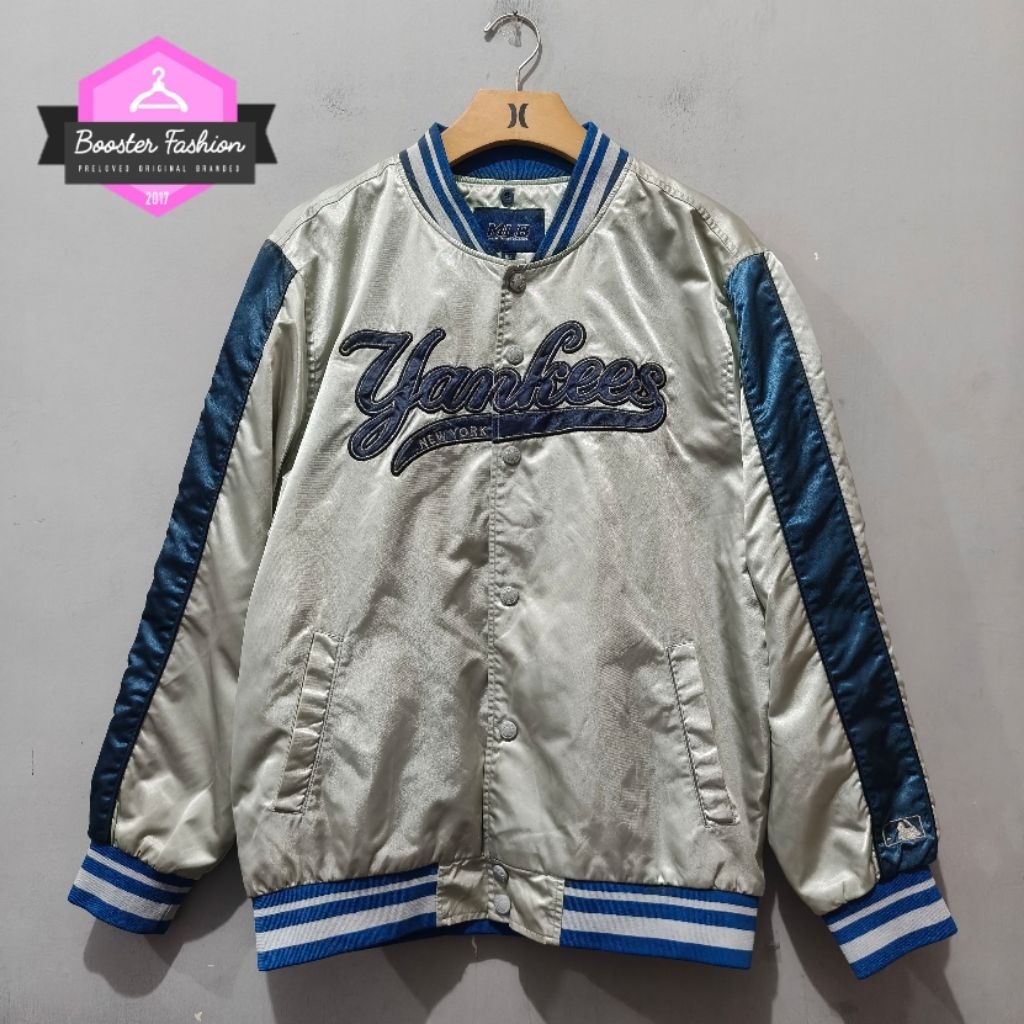 JAKET VARSITY MLB YANKEES LIGHT GREY ORIGINAL SIZE XL-XXL