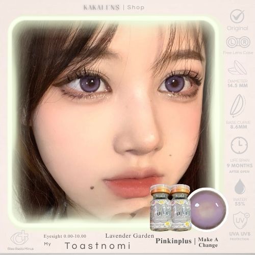 KAKALENS My ToastNomi Sky Blue Lavender 14.5mm Softlens Normal Soflen Minus Softlenses by PinkinPlus