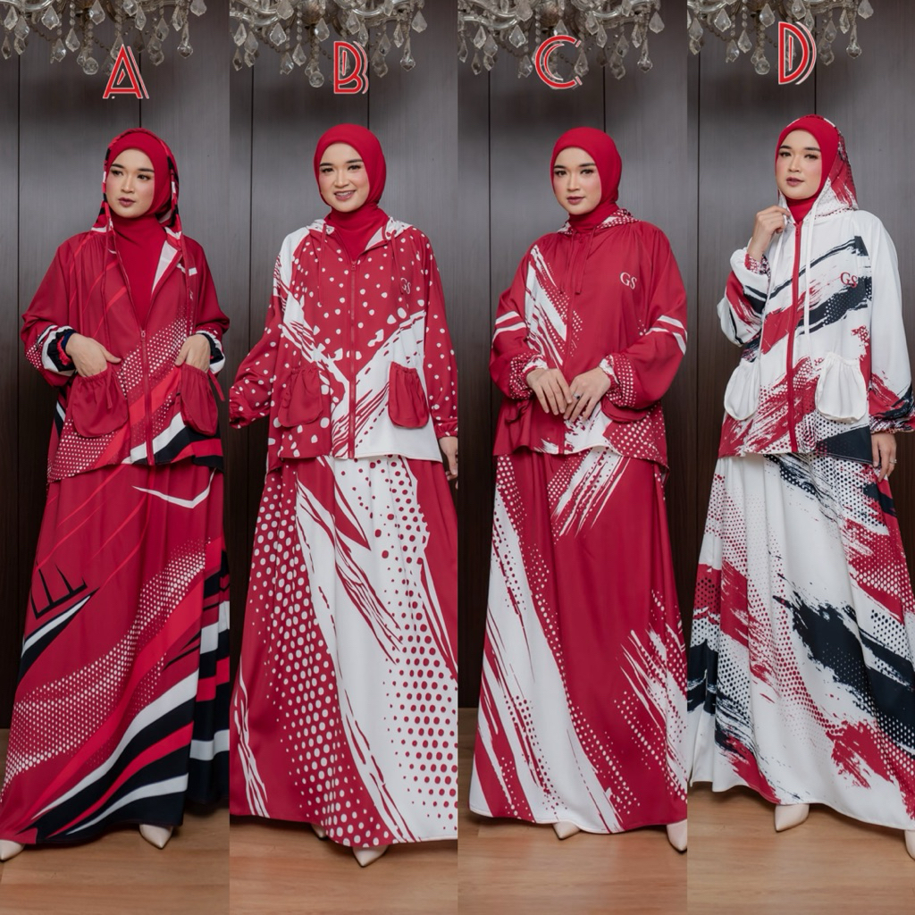 SAMIRA ONE SET MERAH PUTIH DEWI SERIES KEMERDEKAAN BY GALLERY SYARIFAH Raja Gallery Muslimah