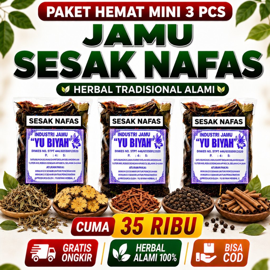 PAKET HEMAT MINI 3 PCS Jamu Sesak Napas Tradisional / Herbal Sesak Napas / Obat Tradisonal Sesak Nap