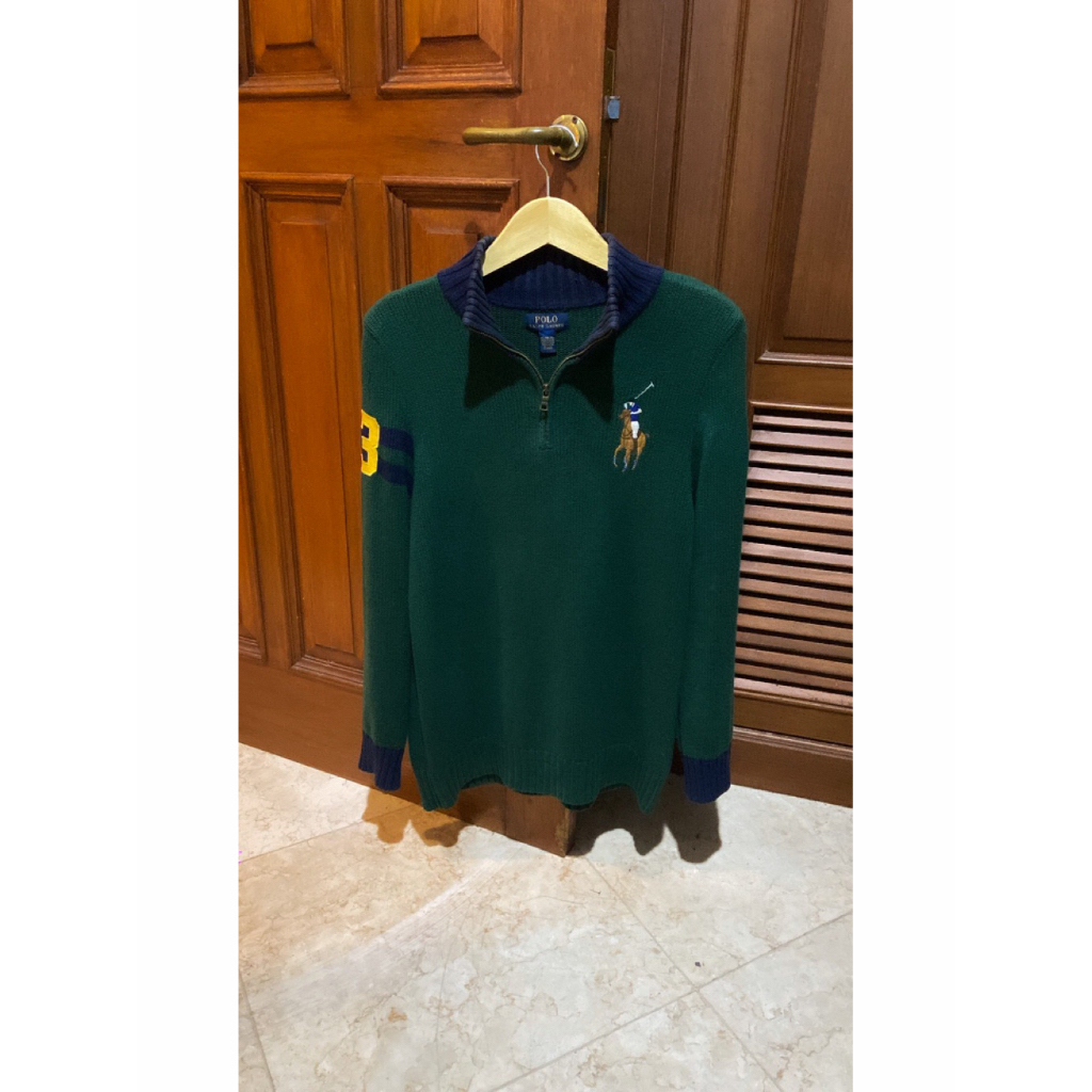 Quarter Zipper Halfzip Polo Ralph Lauren Green Big Logo