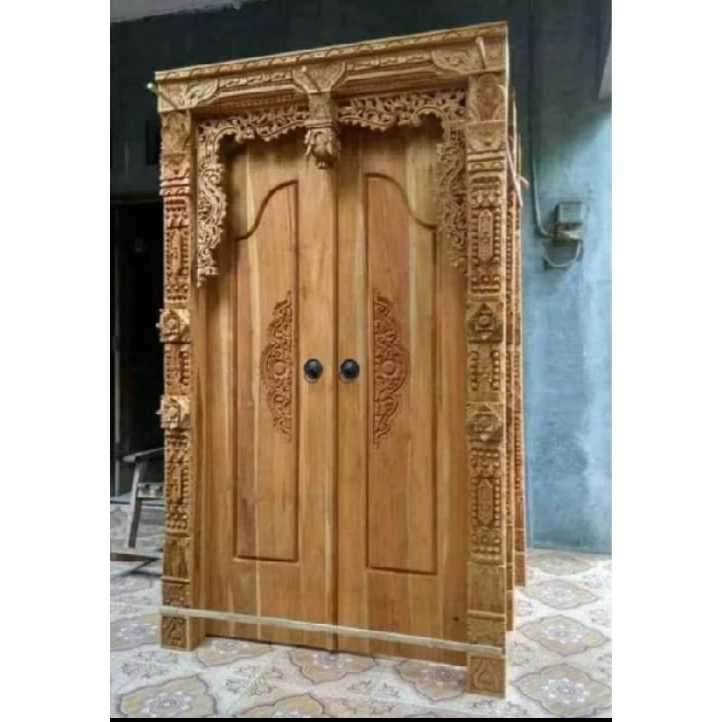 Pintu Gebyok Modern Kayu Jati Asli Ukiran Jepara L120 x T230cm Mentah
