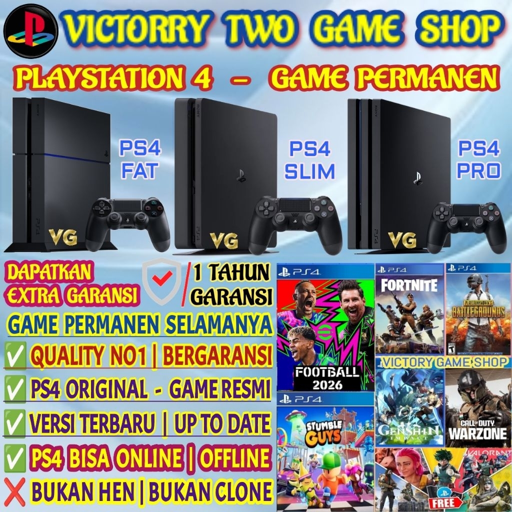 PS4 | PS 4 | PS4 FAT | PS4 SLIM | PS4 PRO | ORIGINAL | GAME PERMANEN | GRATIS  SELAMANYA