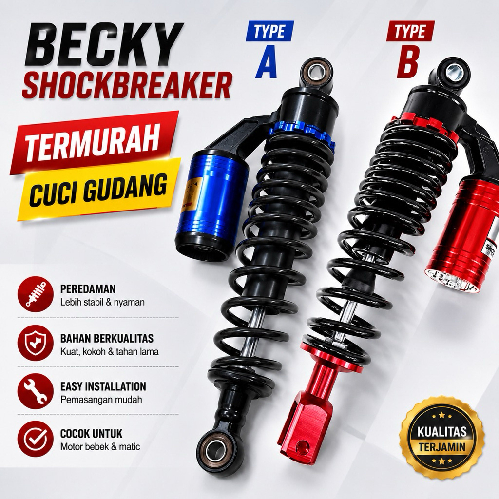 Becky Shockbreaker 310mm-320mm Shock Belakang Motor Matic Bebek Suspensi Variasi Tabung