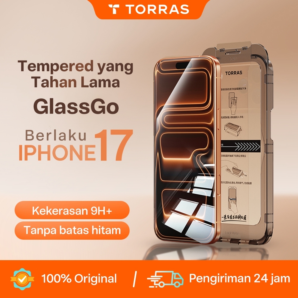 TORRAS [INSTAN] Tempered Glass Ultra Clear iPhone 17/16/15/14/13 Pro Max Anti Gores Spy HD Full Tanp