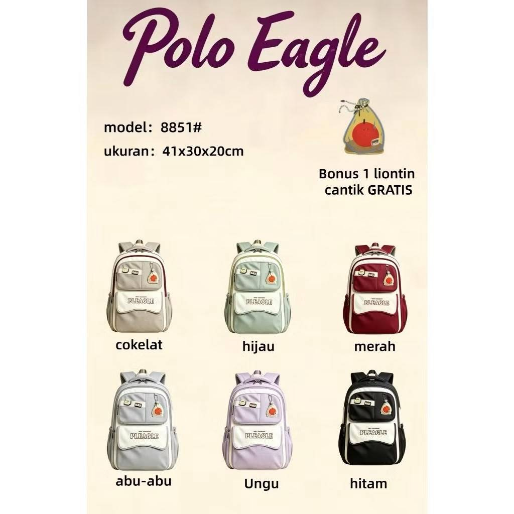 Polo Eagle 8851 - Tas Ransel Korea Sekolah Anak Perempuan / Tas Ransel Sekolah SD Perempuan /  Tas S