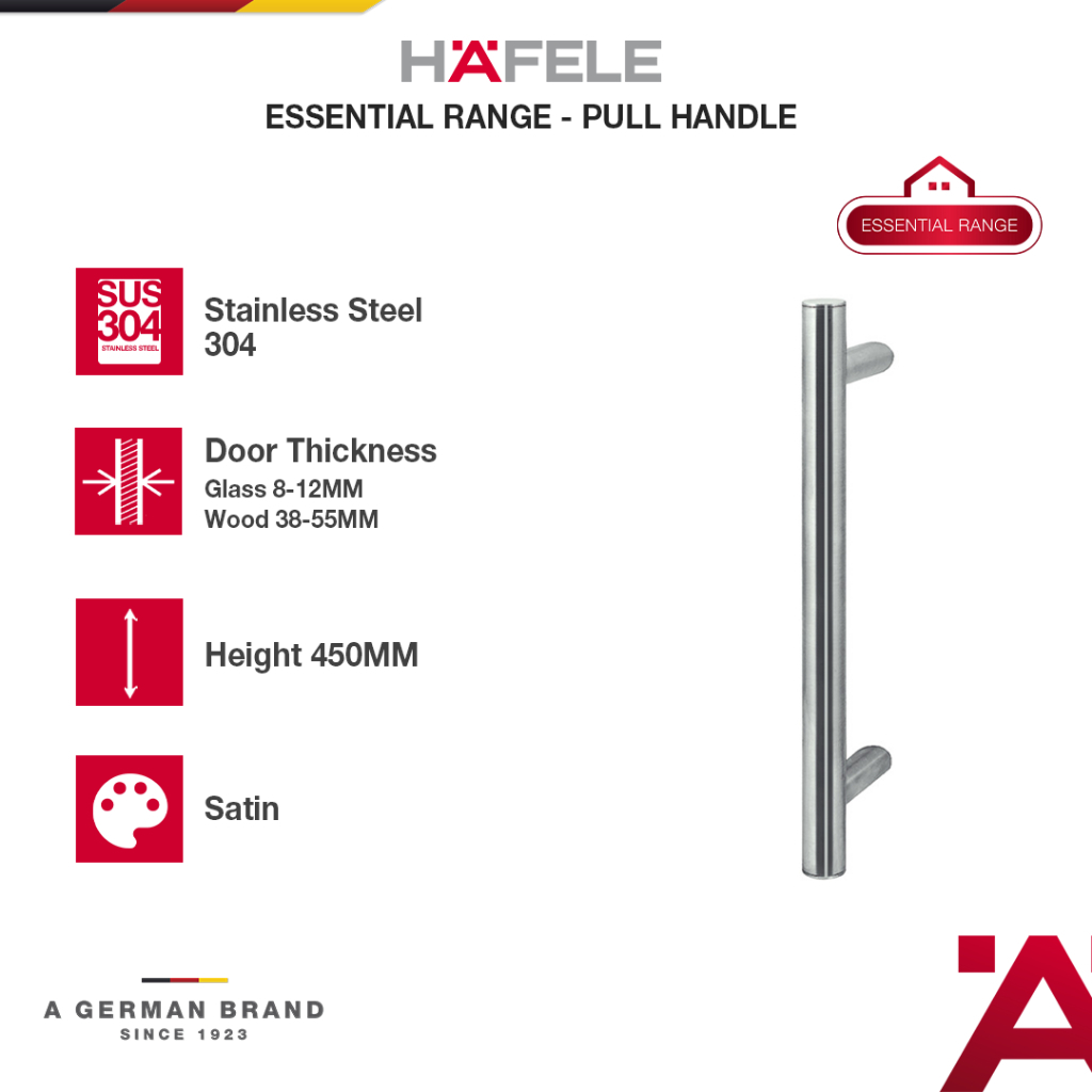 Hafele H-Shape Handle Gagang Tarikan Pintu Door Pull Handle Stainless Steel SUS 304 SUS304   Pintu R