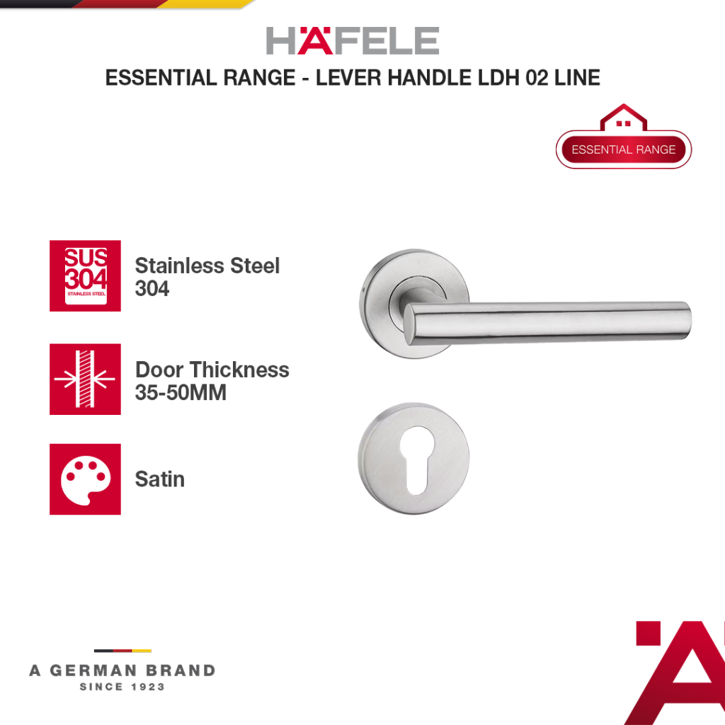 Hafele LDH02 LINE Gagang Pintu Rumah Lever Handle Stainless Steel SUS 304 Satin Matt Fire Resistant 
