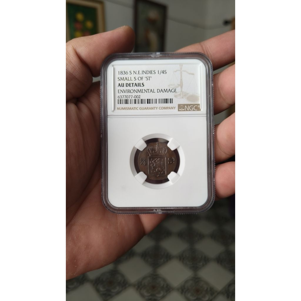 Koin Kuno 1/4 ST Nederland Indies Sumatera 1836 NGC