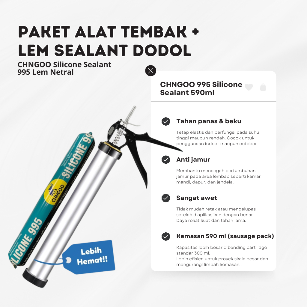CHNGOO Bundling Lem Sealant 995 + Sealant Gun Super Kuat Sealant Anti Bocor Dan Rembes