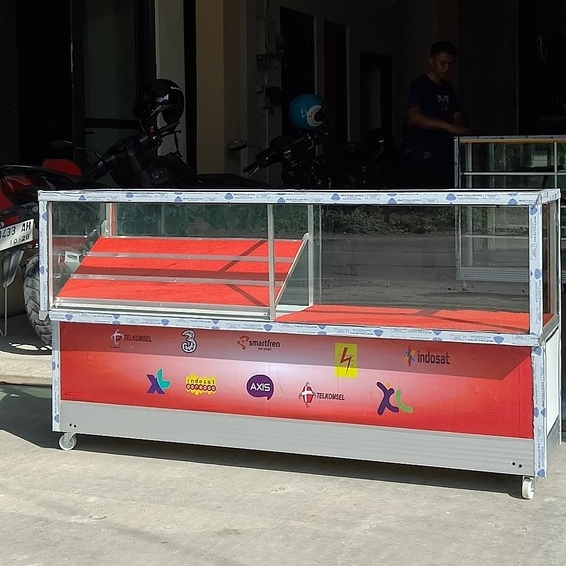 ETALASE KONTER HP UKURAN 1,5M MURAH
