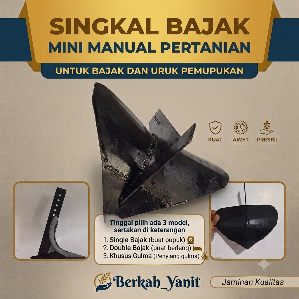 Singkal Double Mini Manual Alat Bajak Tanah Pertanian Cultivator Kebun Berkualitas