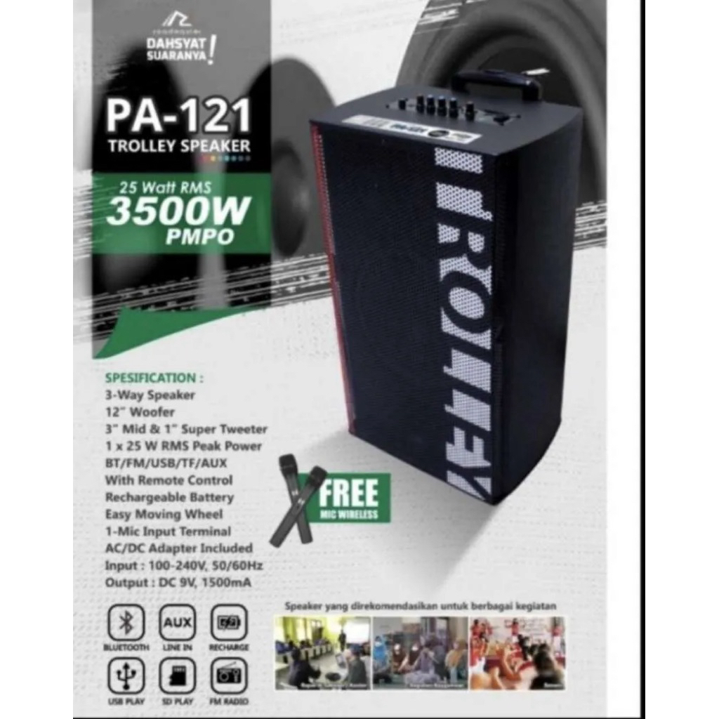 Speaker Bluetooth Trolley ROADMASTER PA-121 | 12” Woofer