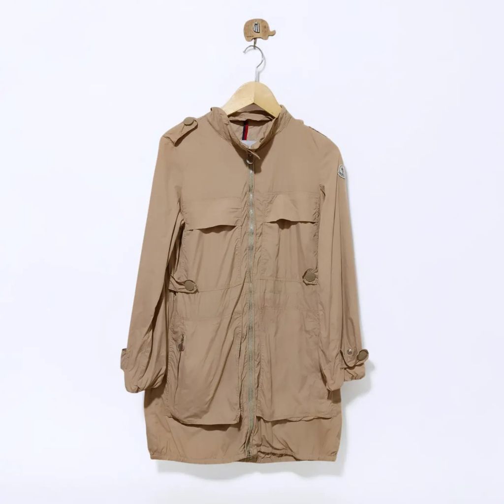 Moncler Beige Adjustable Hoodie Fishtail Parka Jacket Original