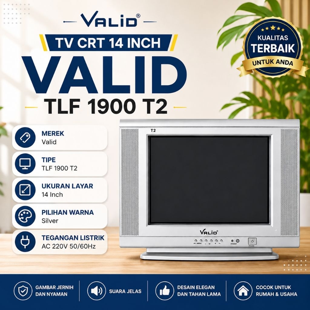 (KHUSUS JOGJA) TV Tabung Valid 14 Inch TLF 1900 T2 Warna Silver SNI