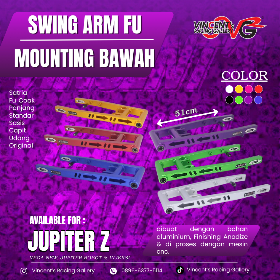 VRG SWING ARM FU PANAH Satria Fu Coak Panjang Standar Sasis Capit Udang Original