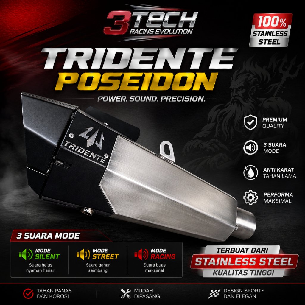 Tridente Poseidon Knalpot Motor 250cc 2 SILINDER CBR250RR R25 NINJA 250 MT25 Z250
