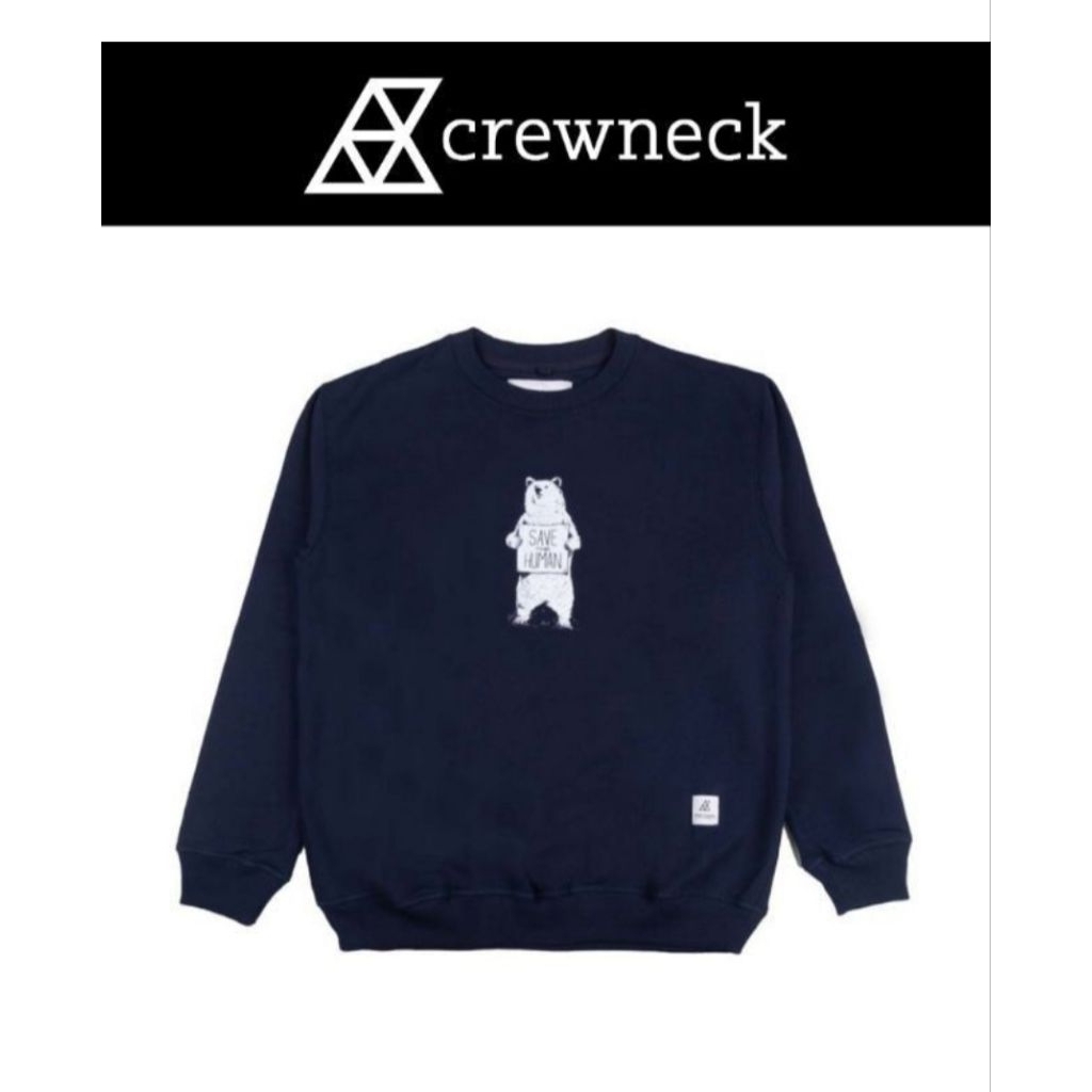 baju reclays sweater save the human crewneck navy