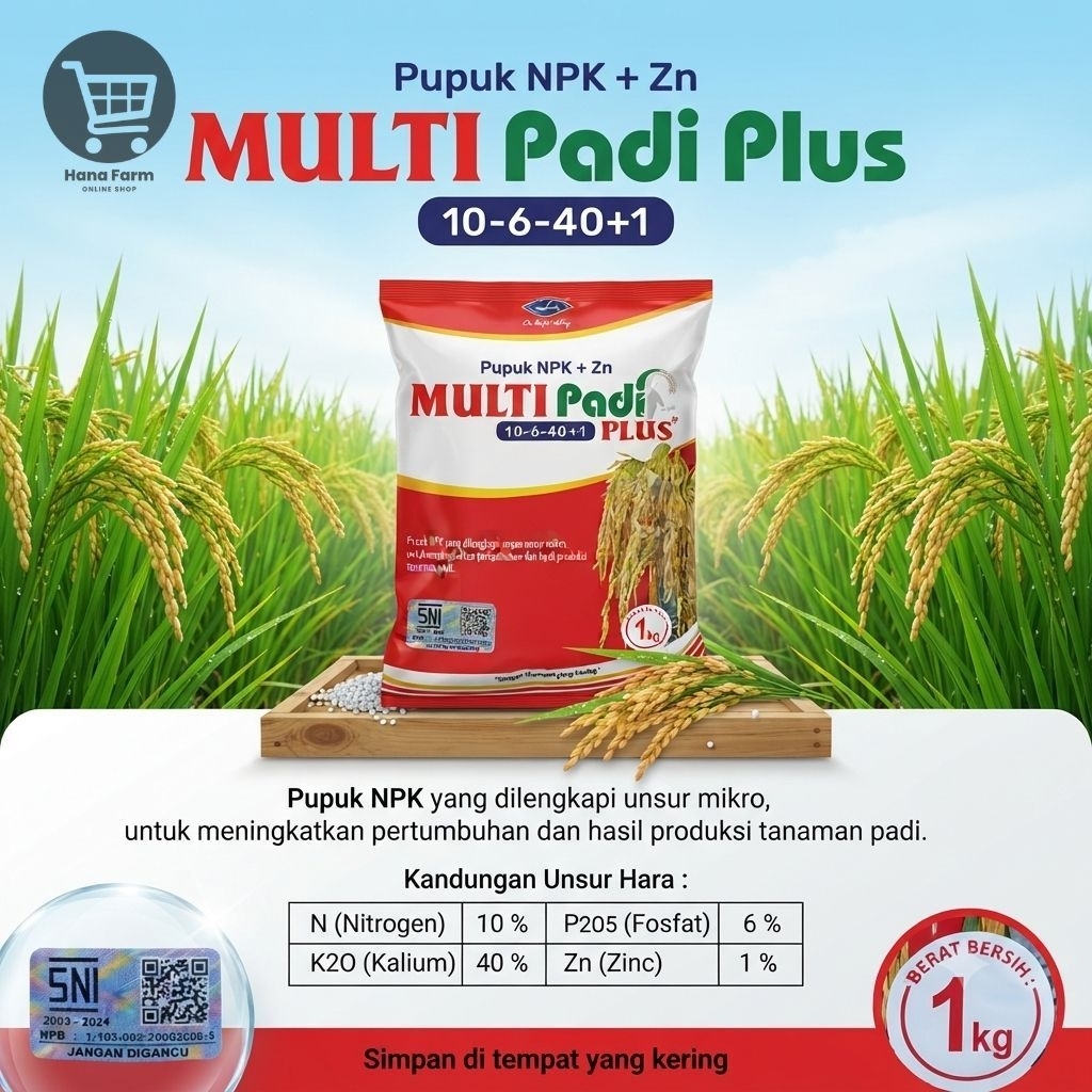 Pupuk NPK + Zn MULTI PADI PLUS 10-6-40+1