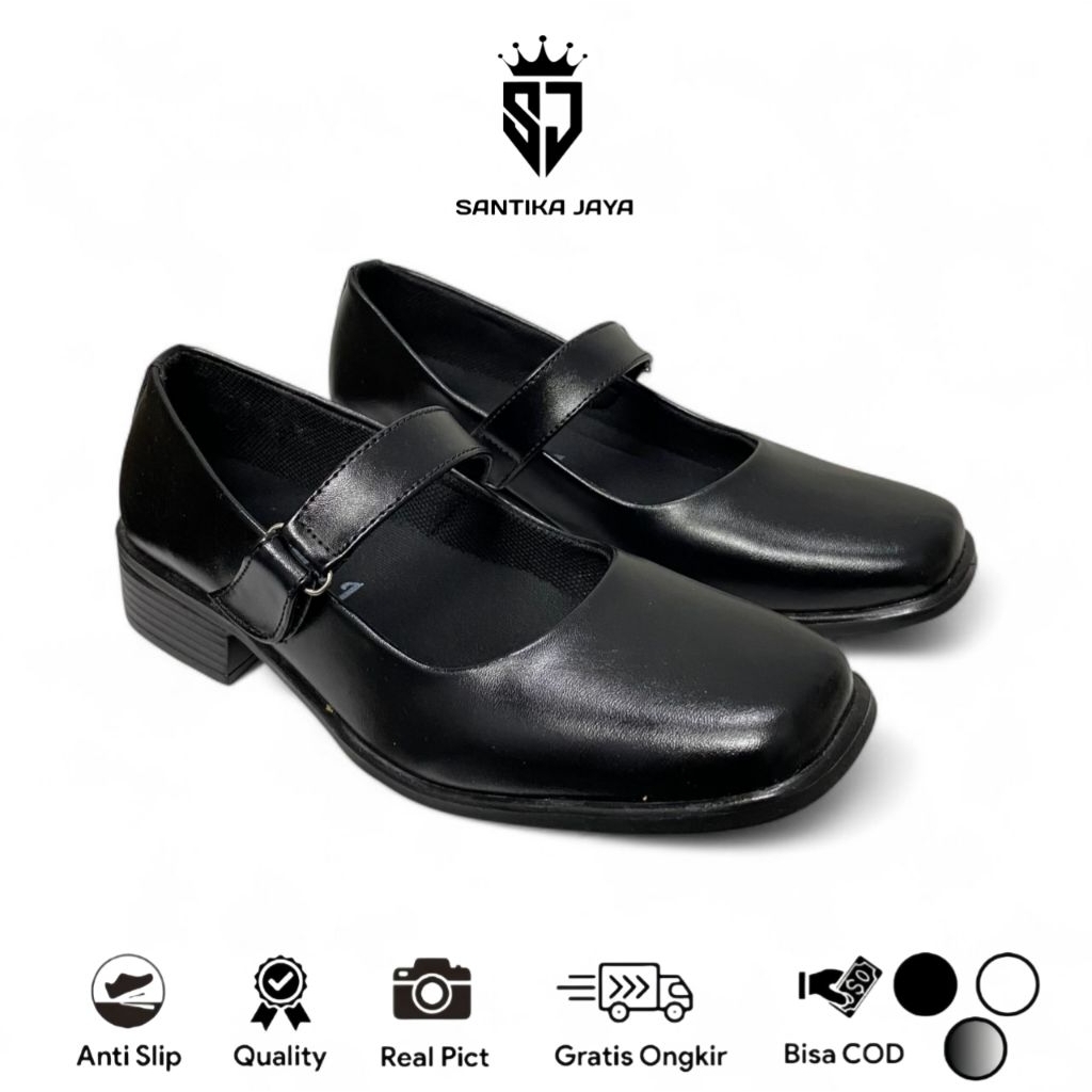 Sepatu Pantofel Wanita Paskibra Kulit Sintetis Premium Sol karet TVR Kuliah, Kerja Dan Sekolah - PK 