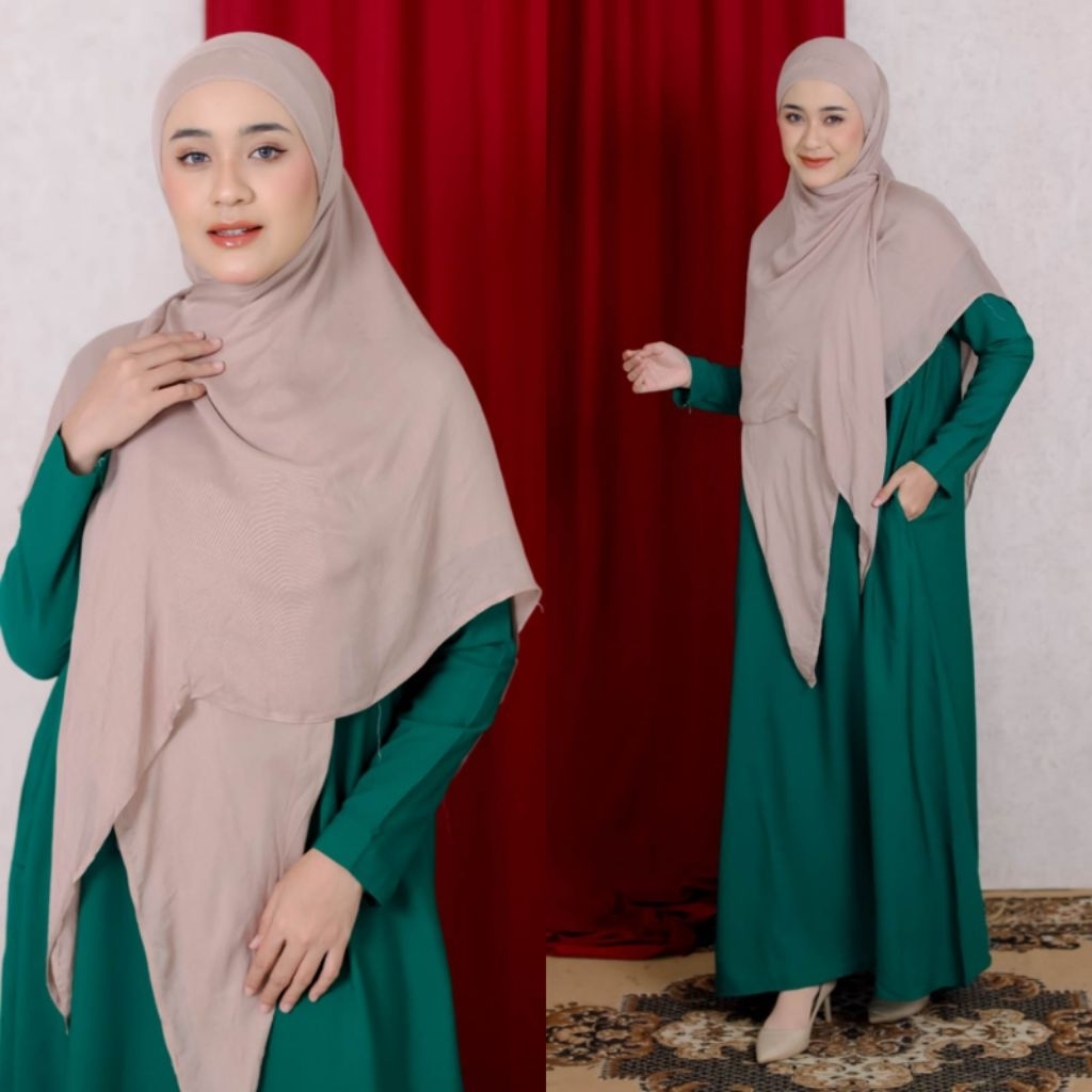 Gamis Polos Hijau Botol Gamis Emerald Simpel Samira