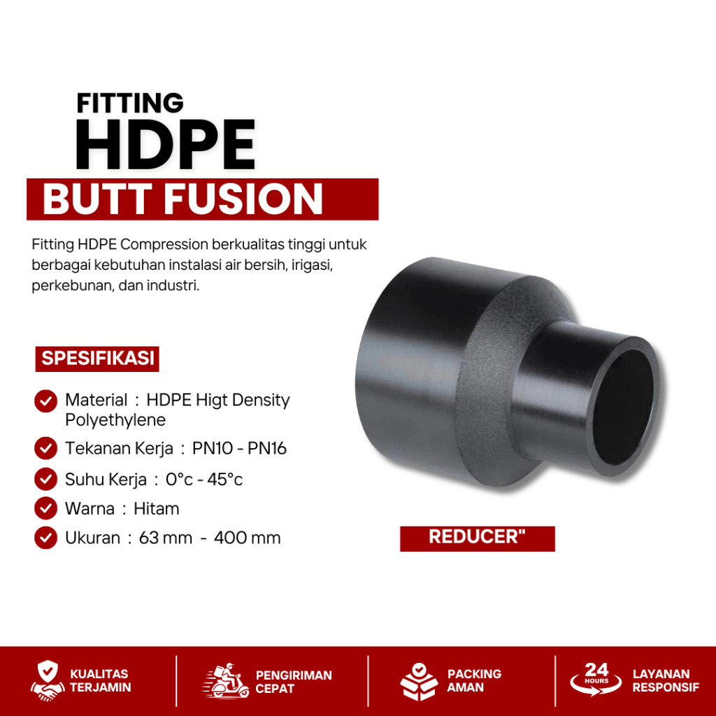 Jual Reducer 355 x 315 mm Murah Fitting Hdpe Jakarta / Reducer  Butt Fusion