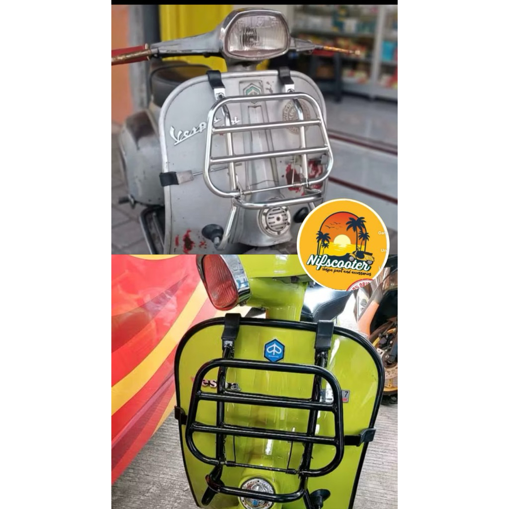 frontrack rak depan Vespa super sprint PS PX Excel coating dan croom
