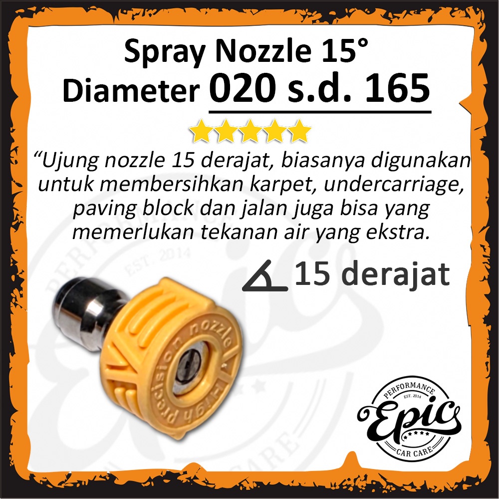 Nozzle Jet Cleaner Orange 15 Derajat Quick Release Jet Cleaner Nozzle Sprayer Nozzle Semprotan Air N