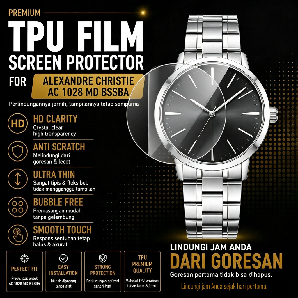 Anti Gores Alexandre Christie AC 1028 MD AC1028MD Screen Protector Pelindung Kaca Jam Tangan Pria