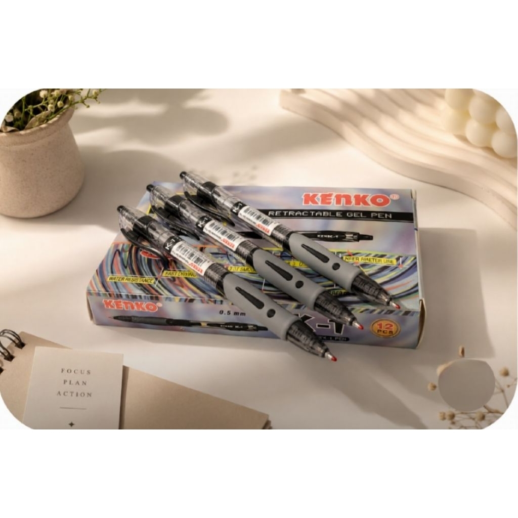 PULPEN KENKO K-1 / Retracgable Gel Pen 0,5 mm ( PULPEN GEL ) PER 3 PCS