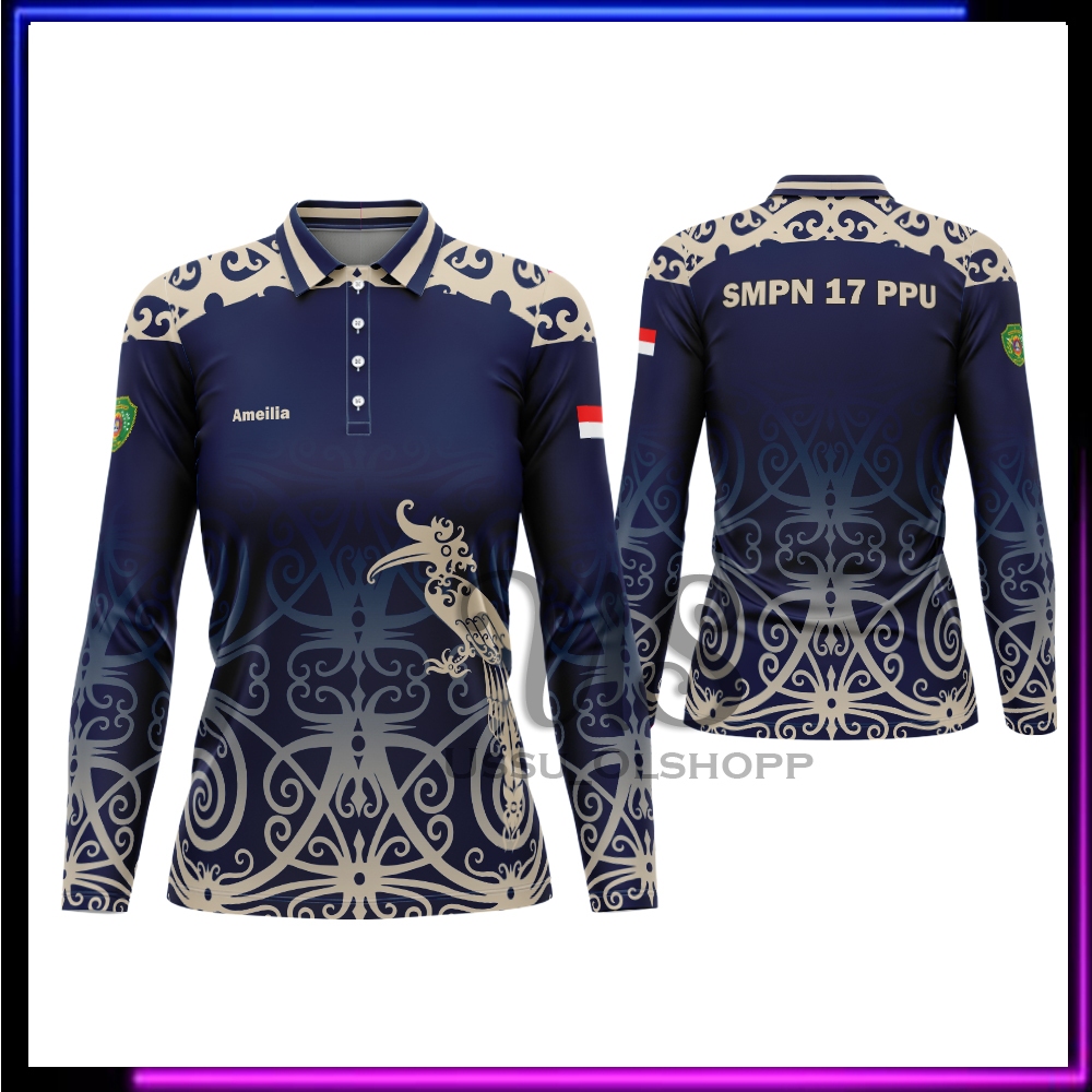 Jersey Batik Dayak - Kaos Jersey Batik Dayak Motif Enggang - Baju Batik Dayak Kalimantan Custom