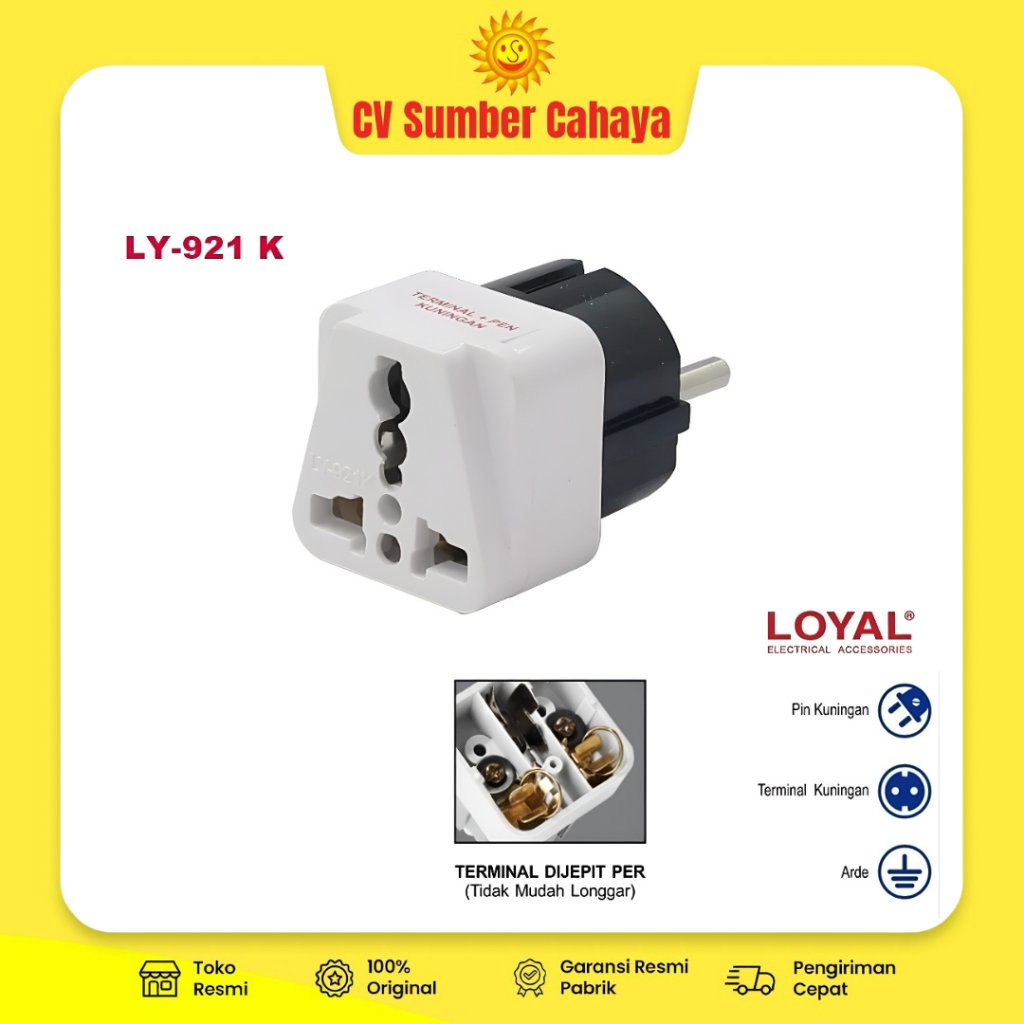 LOYAL Steker Colokan Universal Serbaguna Loyal Kaki 3 LY921K LY-921K 921 K