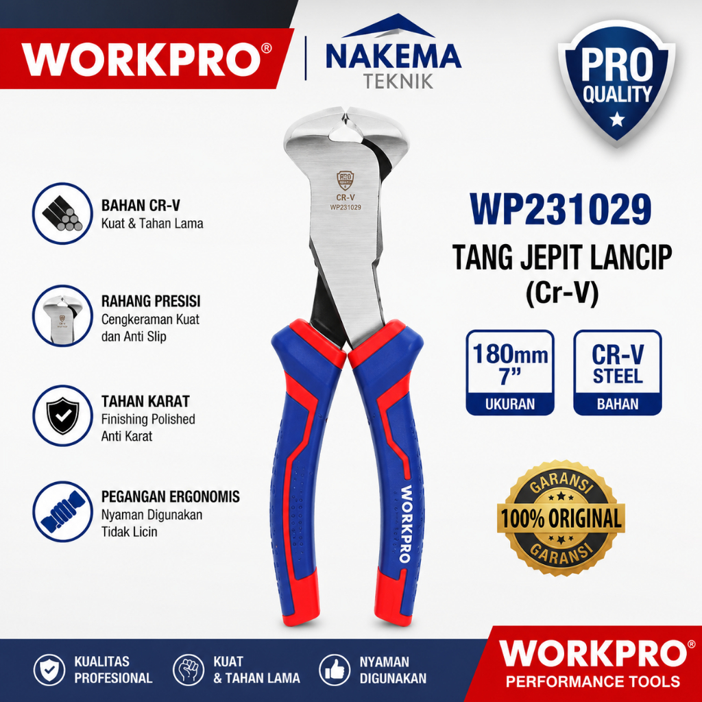 WORKPRO Tang Jepit Lancip 180mm (7")