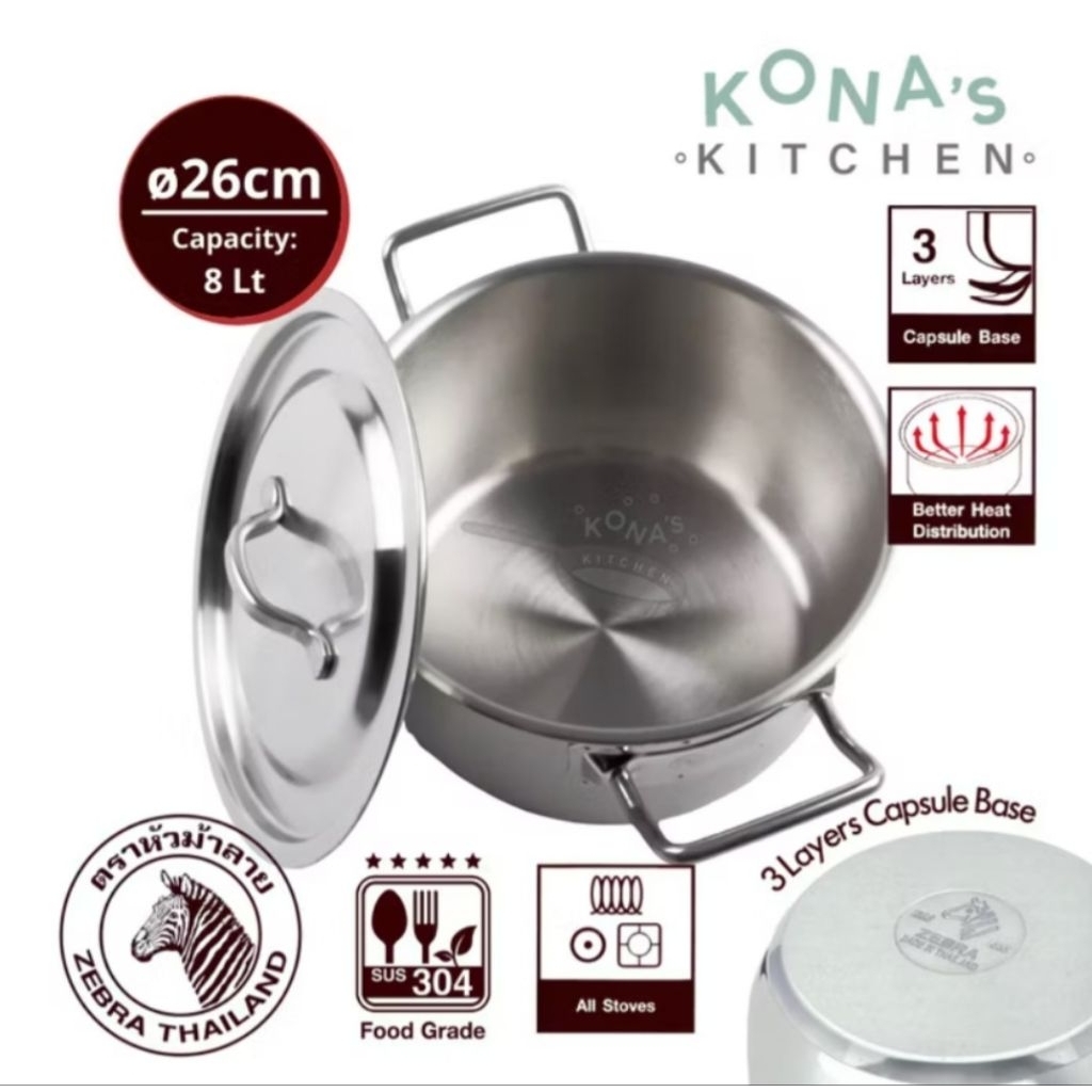 Zebra Sauce Pot 26 Cm Estio Pro / Panci Masak Stainless Steel