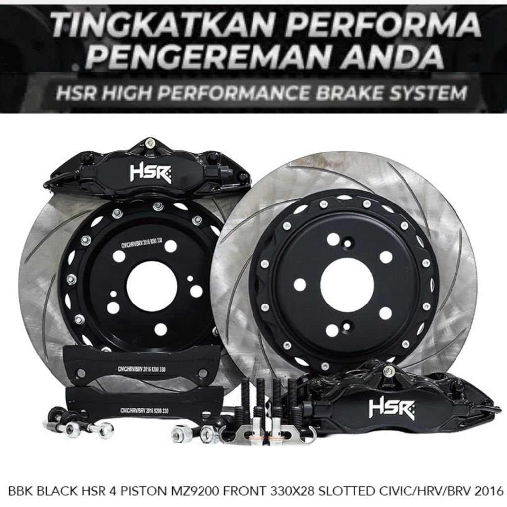 BBK Brembo Hsr 4 Piston Ukuran Rotor 330X28 1set Kiri dan Kanan Untuk Civic Hrv Brv Thn 2016