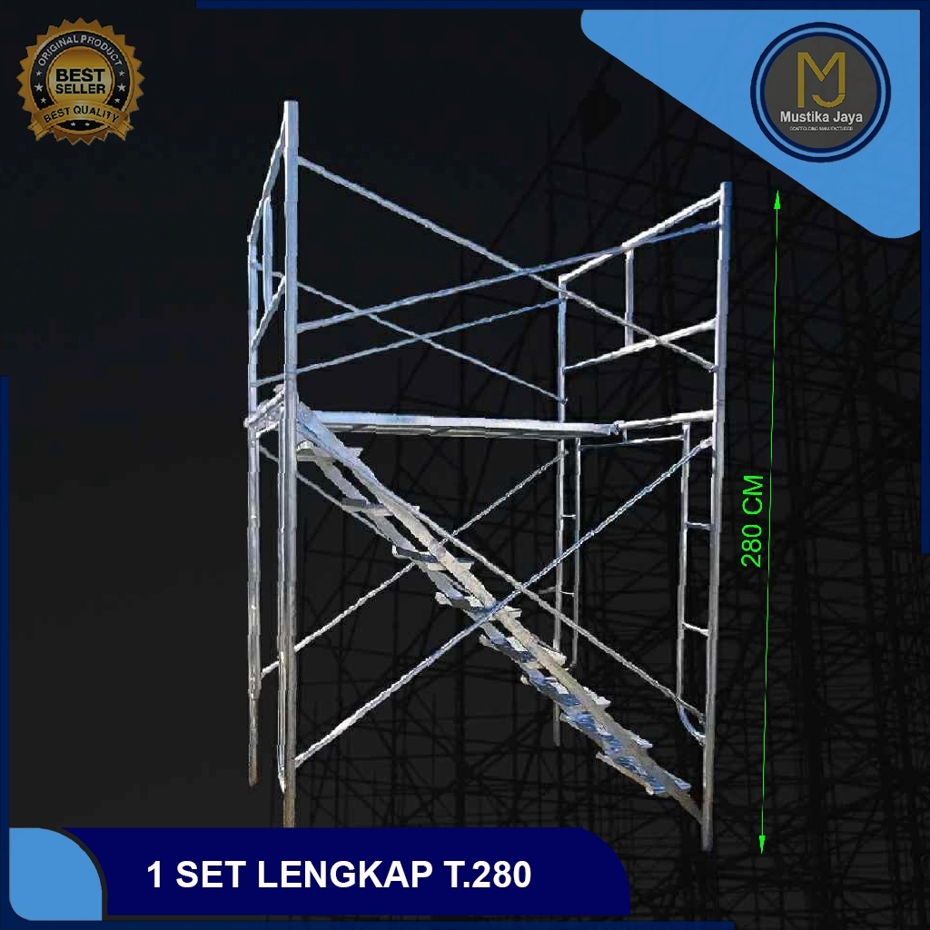 1 SET SCAFFOLDING LENGKAP TINGGI 280 CM STEGER PERANCAH - GALVANIS