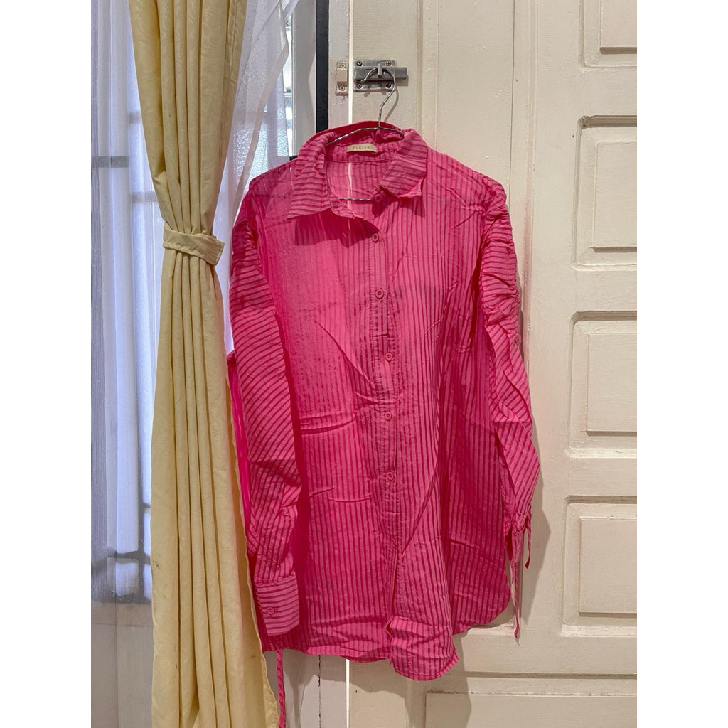 Preloved blouse tunik pink fanta/fuschia