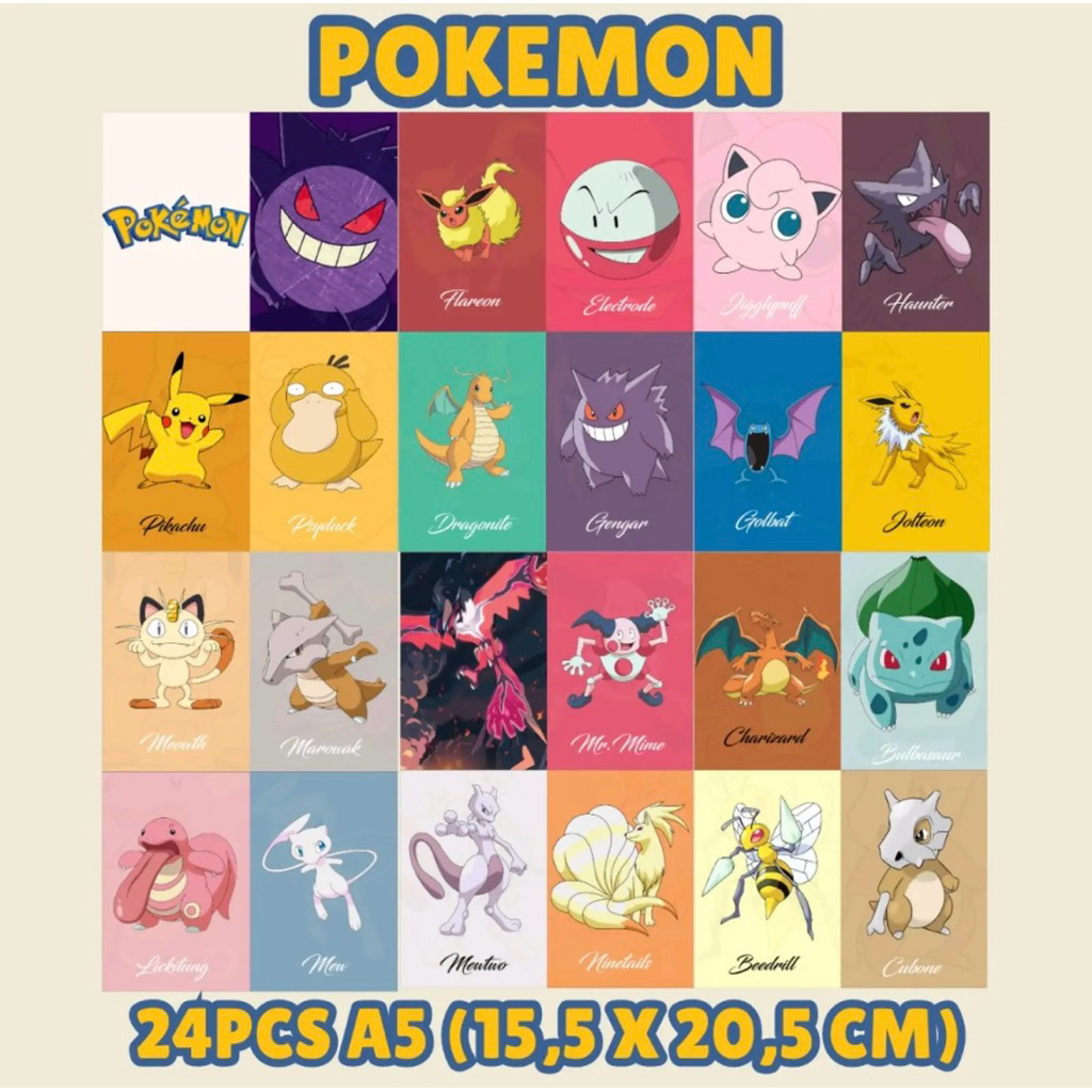 Poster Aesthetic Pokemon 24 lembar free perekat